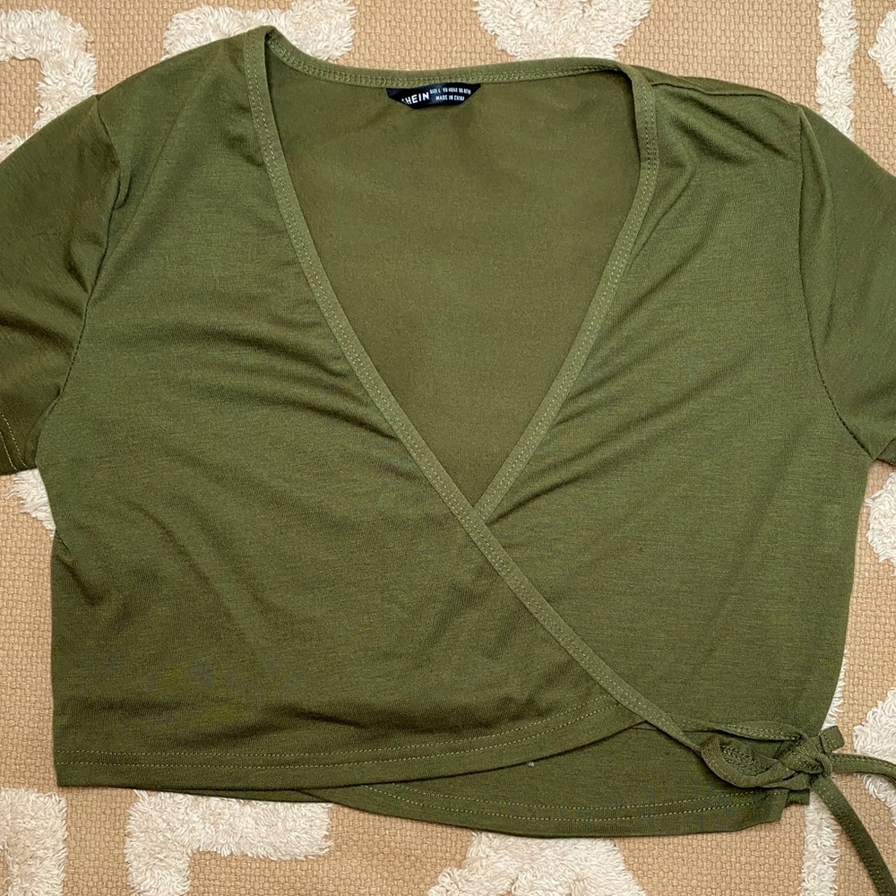Olive Wrap Top